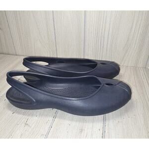 Crocs Women's Navy Blue Kaddie Ballet Flats Slip-on Shoes Size 10 Laser Cut